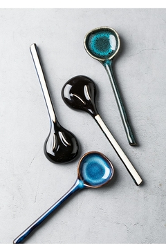 Imagem do Colher de Sopa de Cerâmica Talheres Japoneses Colher para Comer Criativo Colheres de Cabo Longo Cozinha Utensílio de Cozinha Ferramenta Colher de Chá Para Kicthen
