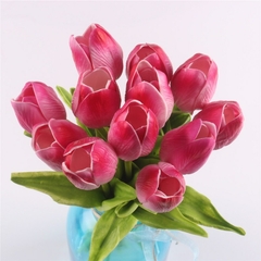 12 Pcs Real Touch Pu Mini Tulipas Casamento Festa Festiva Decoração Simulação Bouquet Home Hotel Cena Layout Arranjo de Flores