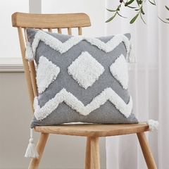 Capa de almofada de linho com borla nórdica para sala de estar Fronha de luxo decorativa nórdica para sofá-cama fronha tufo para decoração de casa - decorcia3
