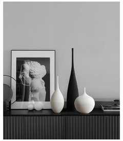 Vaso de Cerâmica Preto e Branco Simples Design Criativo Decoração de Arte Artesanal Sala de Estar Modelo de Quarto Vaso Decoração de Casa - decorcia3