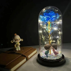 Imagem do Presente de Dia dos Namorados 2022 LED Galáxia Encantada Rosa Eterna Flor de Folha de Ouro 24K com Luzes de Corda de Fada na Cúpula para Capina