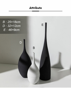 Vaso de Cerâmica Preto e Branco Simples Design Criativo Decoração de Arte Artesanal Sala de Estar Modelo de Quarto Vaso Decoração de Casa - decorcia3