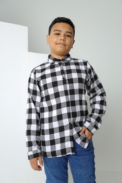 Camisa infantil- Juvenil Xadres - Preto e Branco - Lolica kids