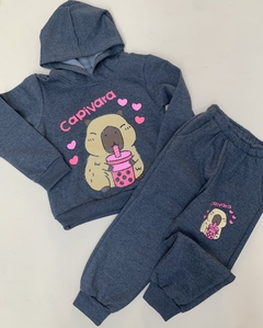 Conjunto moletom Infantil Capivara chumbo - comprar online