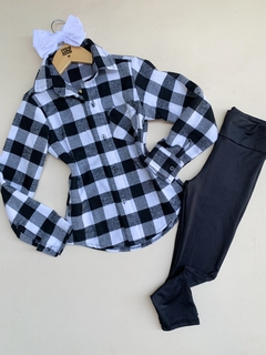 Camisa infantil- Juvenil Xadres - Preto e Branco - loja online