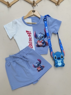 Conjunto Stitch short saia infantil-juvenil - Azul - comprar online