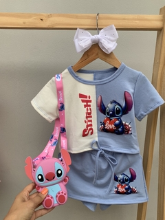 COMBO PROMOCIONAL Conjunto Stitch Azul + 1 bolsinha na internet