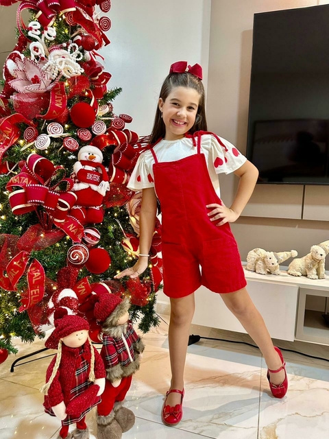 Jardineira + Blusa - Vermelho - ID615