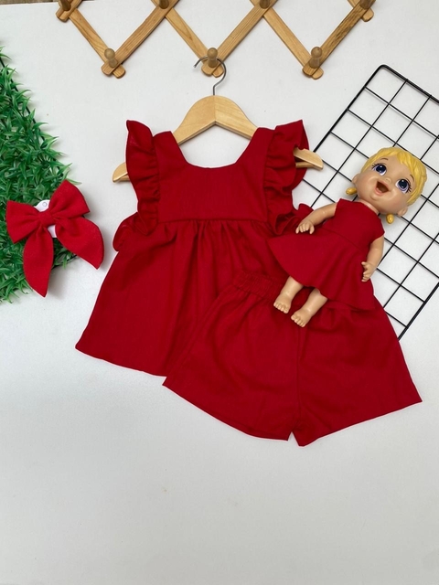 Conjunto- Linho - Vermelho- ID614