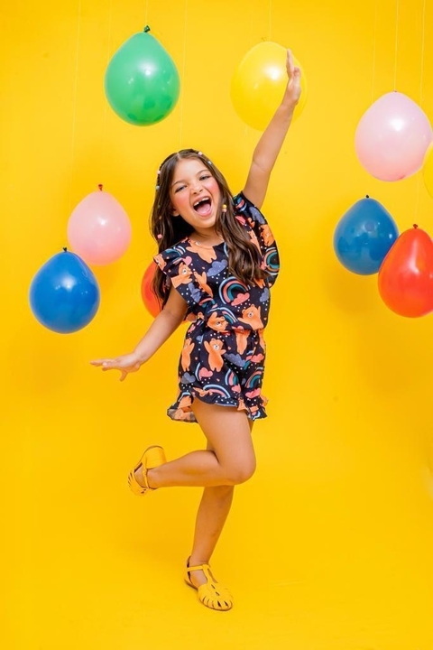 Conjunto Feminino Alça - Estampa Urso - Preto - ID440