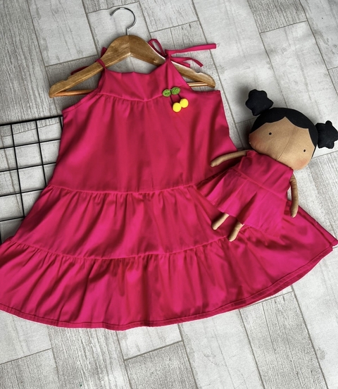 Vestido de Alça - Tres Marias - Liso Rosa Pink - ID 433