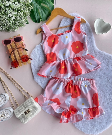 Conjunto Feminino Alça - Ajuste nas costas - Estampa Flor - ID446