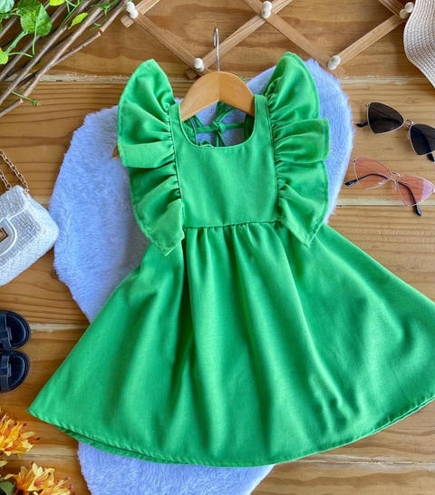 Vestido Alça babado - Verde - ID 444