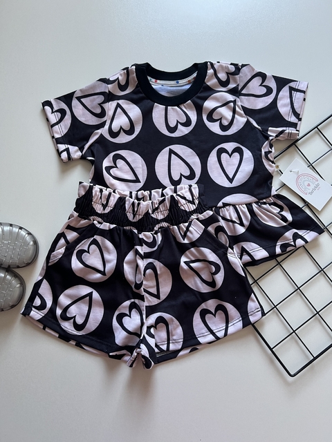 Conjunto conforto - combinadinho - Coração preto - ID476