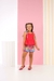 Conjunto blusa peplum e alça ajustável - Estampa Jardim - Coral - ID395