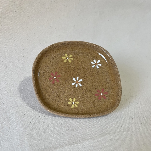 Prato/Porta Jóias Orgânico Florzinhas - Creme - comprar online