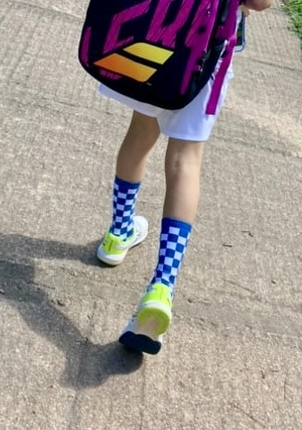 Meia Quadriculada Azul