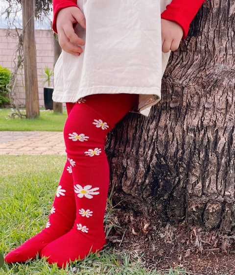 Meia Calça Margarida Vermelha - comprar online