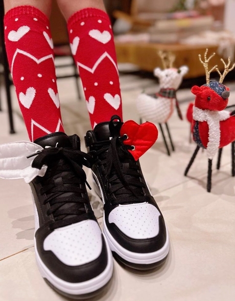 Meia Vermelha Coração