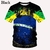 2022 Nova Moda Brasil Bandeira 3D Camiseta Masculina/Feminina Casual Gola Redond