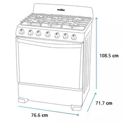 Estufa Mabe de Piso 76cm 6 Quemadores Plata EM7622BAPS2