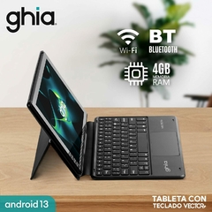 Tablet GHIA Pantalla De 10 Pulgadas, Teclado, Procesador A523 OCTACORE, 4GB/64GB. Android 13. Negro - tienda en línea
