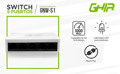 Switch Ghia 5 puertos RJ45 100mbps - CM | Ahorita lo Pides, Ahorita lo Recibe