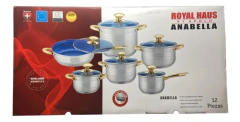 BATERIA ANABELLA ROYAL HAUS DE COCINA ACERO INOXIDABLE 12 PZAS