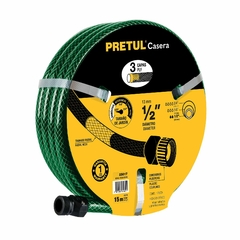 Manguera 1/2" reforzada 3 capas 15m conexiones plást, Pretul