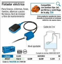 FLOTADOR ELECTRICO AUTOMATICO CON CABLE 3 M FOSET - tienda en línea