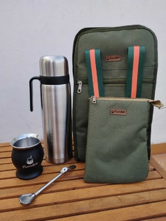 Kit matero FansdelMate verde militar - Mate - Bombilla - Yerbera - Bolso - Bolsa