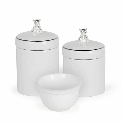 KIT HIGIENE 3PC URSO PRATA E BRANCO