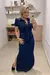 Vestido Jeans Longo com Manga Princesa e Fenda Lateral