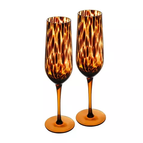 kit com 2 taças para champanhe Leopardo 210ml