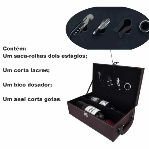 Maleta para 2 Garrafas de Vinho com Acessórios. - comprar online