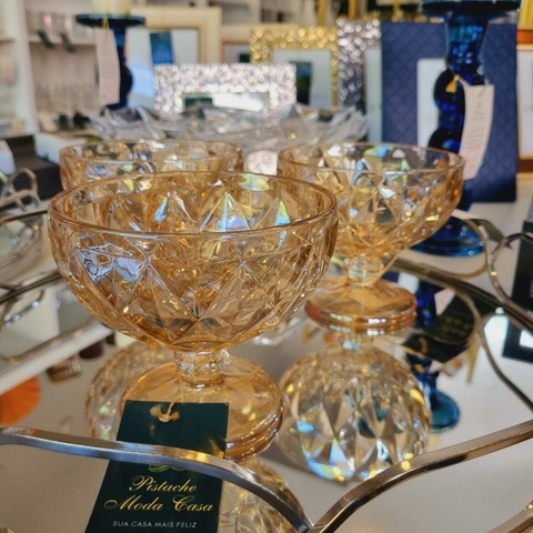 Taça de Vidro Diamond Âmbar