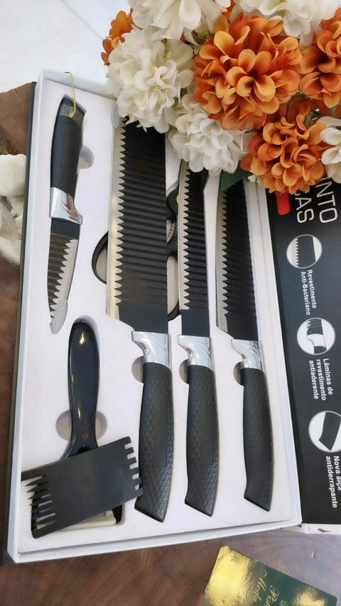 Conjunto de Facas de Cozinha em Aço Inox 6PÇS