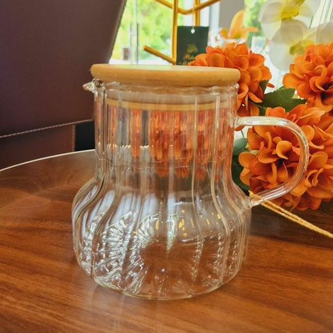 Jarra de vidro com Tampa de Bambu 500ml