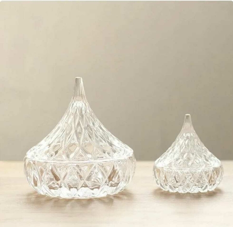 Potiche Gota em Vidro Diamante com Tampa