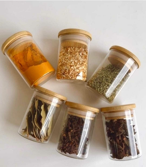 Pote de Vidro com Tampa de Bambu 280ml