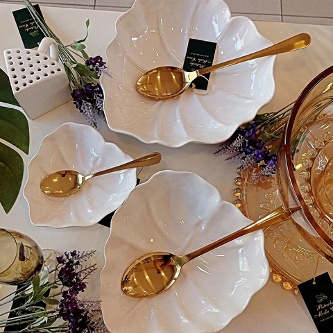 Folha Decorativa de Cerâmica Banana Leaf Branco