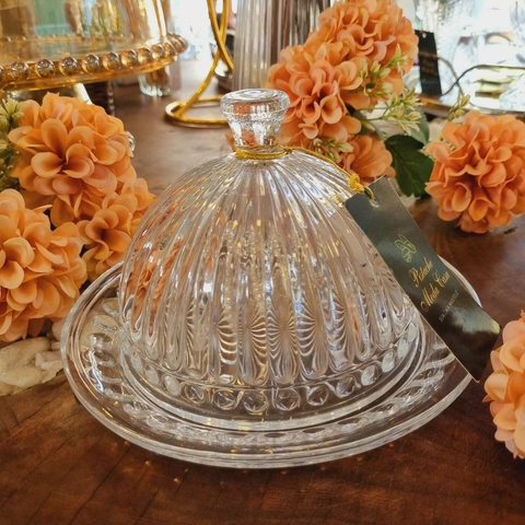 Queijeira de Cristal de vidro com Tampa