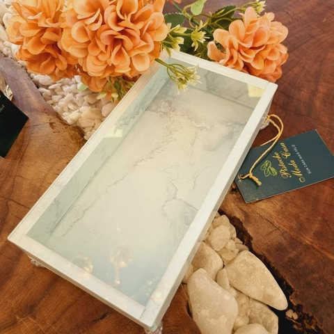 Bandeja de Vidro Branco 20x10cm