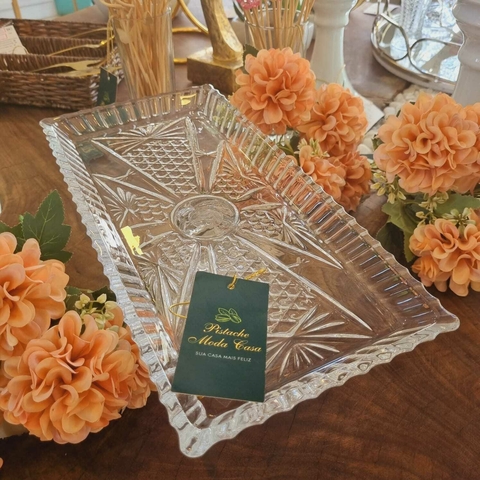 Travessa retangular com Pé Cristal