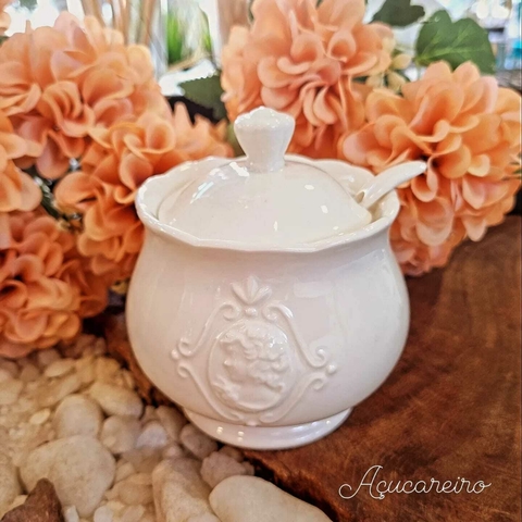 Açucareiro de Porcelana com Colher