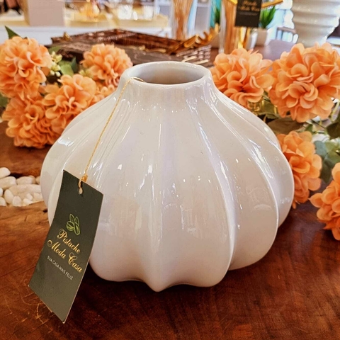 Vaso Gominho de Cerâmica Branco
