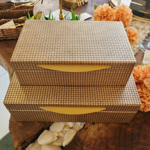 Caixa Decorativa Retangular em MDF Ouro Velho