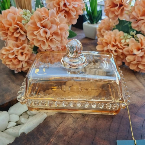 Manteigueira de Vidro Pearl Âmbar