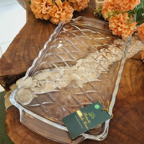 Bandeja de Cristal C/Alça 35X21x3CM