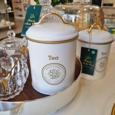 Pote Hermético de Aço C/Alça Dourada Tea